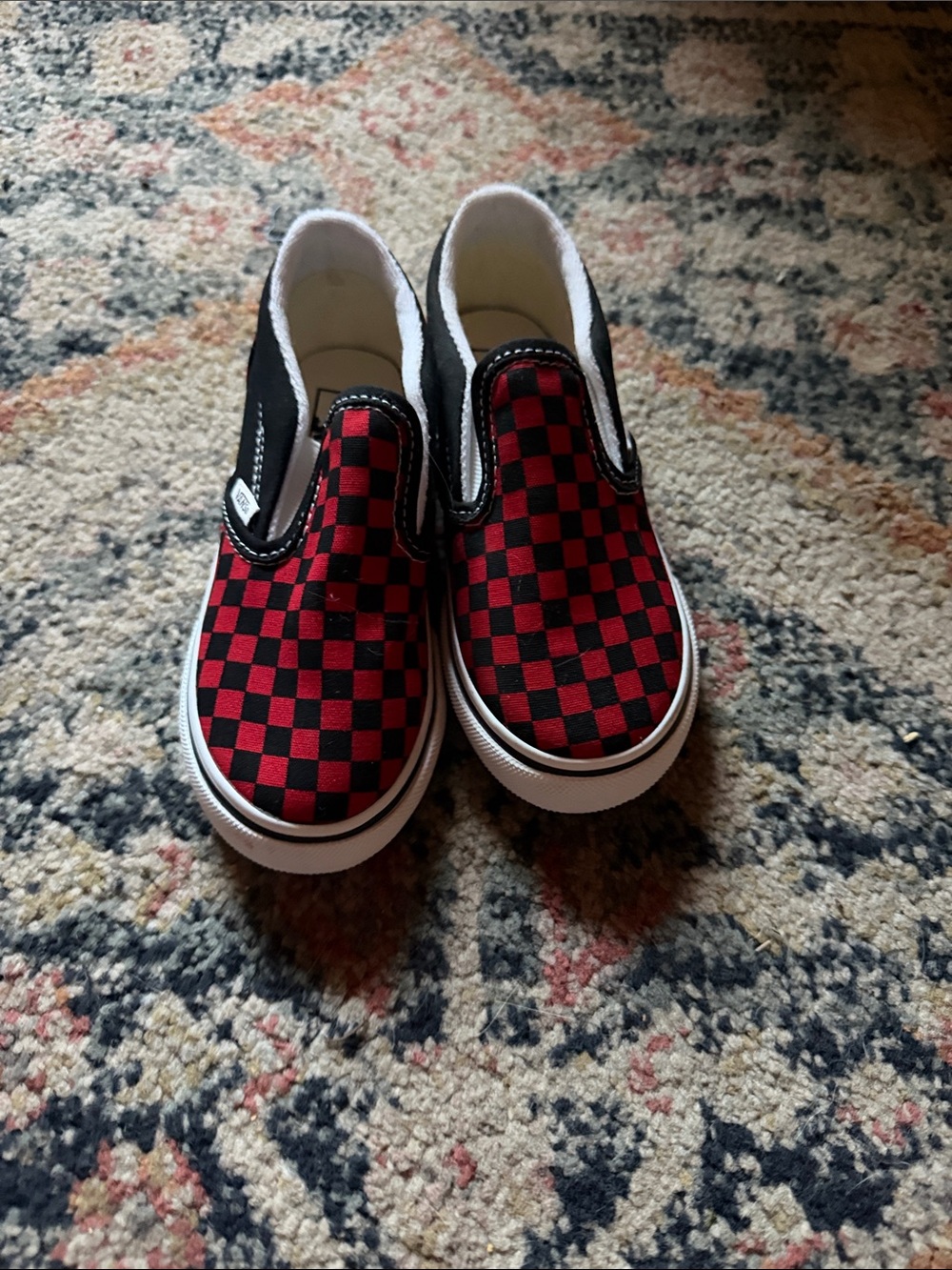Vans Kids Red & Black Checker Slip-On Sneakers
